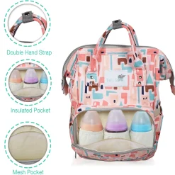 Diaper Bag Maternity Backpack Abstract Peach