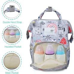 Diaper Bag Maternity Backpack Winter Wonderland Grey