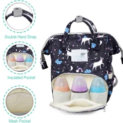 Diaper Bag Maternity Backpack Unicorn Black