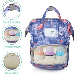 Diaper Bag Maternity Backpack Flamingo Blue