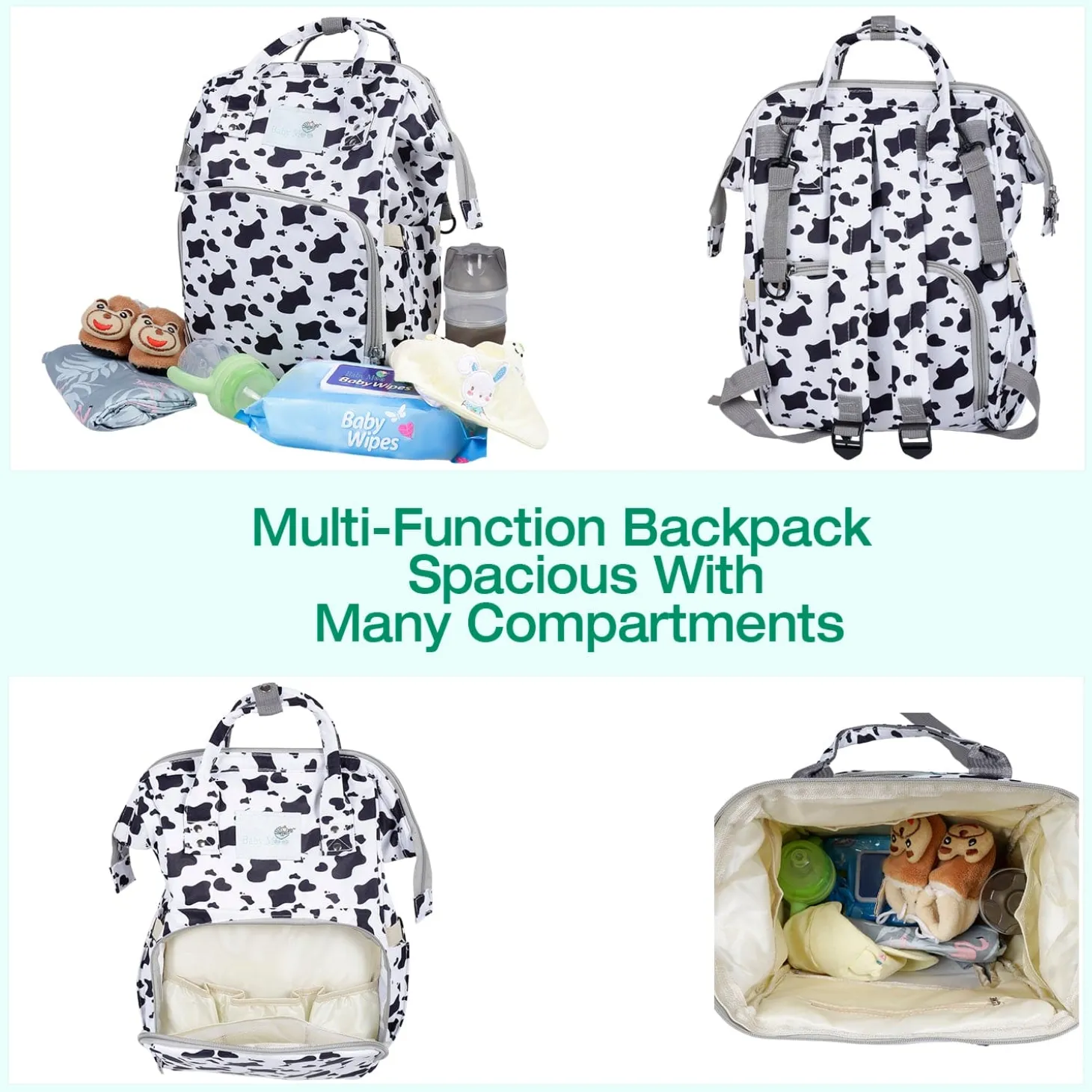 Diaper Bag Maternity Backpack Cow Black And White