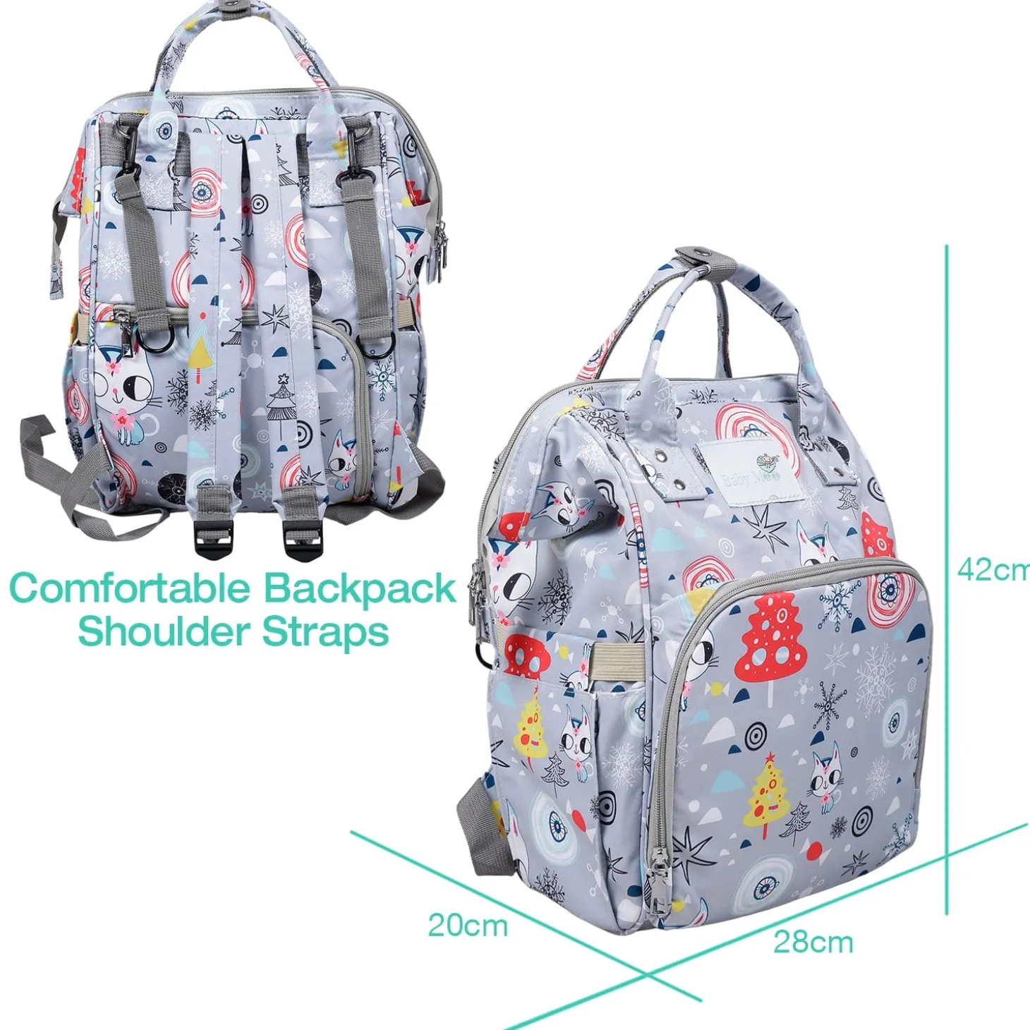 Diaper Bag Maternity Backpack Winter Wonderland Grey