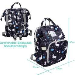 Diaper Bag Maternity Backpack Unicorn Black