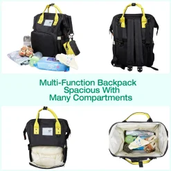 Diaper Bag Maternity Backpack Solid Black