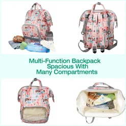 Diaper Bag Maternity Backpack Abstract Peach