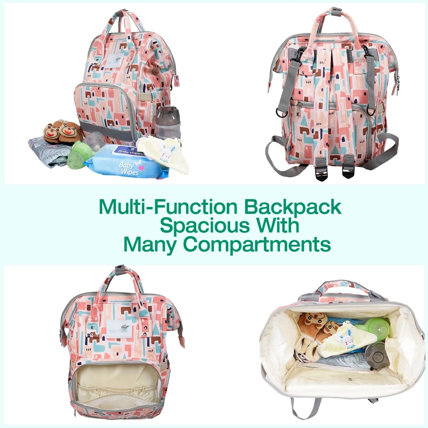 Diaper Bag Maternity Backpack Abstract Peach
