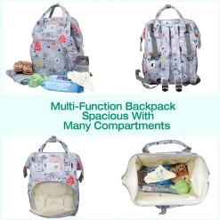 Diaper Bag Maternity Backpack Winter Wonderland Grey