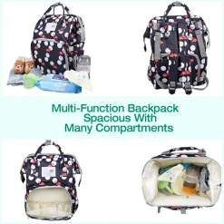 Diaper Bag Maternity Backpack Flamingo Black