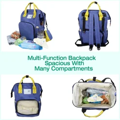 Diaper Bag Maternity Backpack Solid Blue