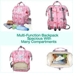 Diaper Bag Maternity Backpack Flamingo Pink