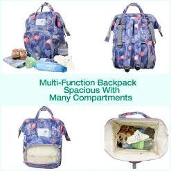 Diaper Bag Maternity Backpack Flamingo Blue