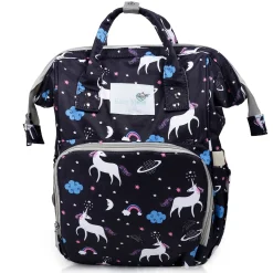 Diaper Bag Maternity Backpack Unicorn Black
