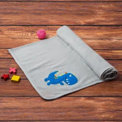 Dinosaur Light Waffle Blanket Grey And Blue