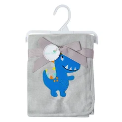 Dinosaur Light Waffle Blanket Grey And Blue