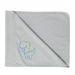 Dinosaur Light Waffle Blanket Grey And Blue