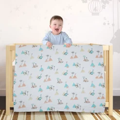 Dinosaur White Small Print Muslin Blanket