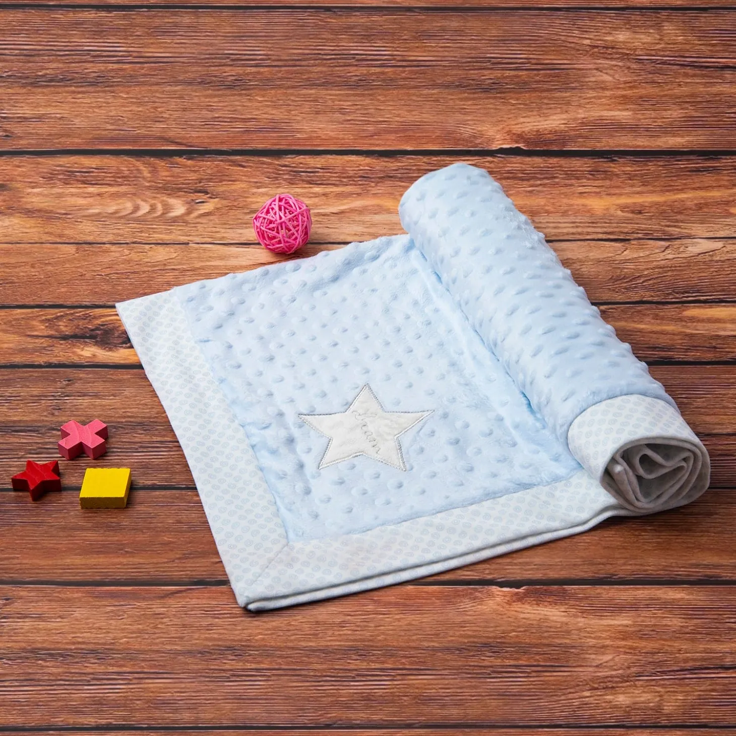 Dreaming Star Soft Reversible Bubble Blanket Blue