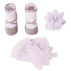 Dressy Floral Grey 3 Pcs Hairband And Socks Set