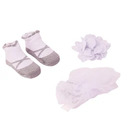 Dressy Floral Grey 3 Pcs Hairband And Socks Set