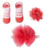 Dressy Floral Peach 3 Pcs Hairband And Socks Set