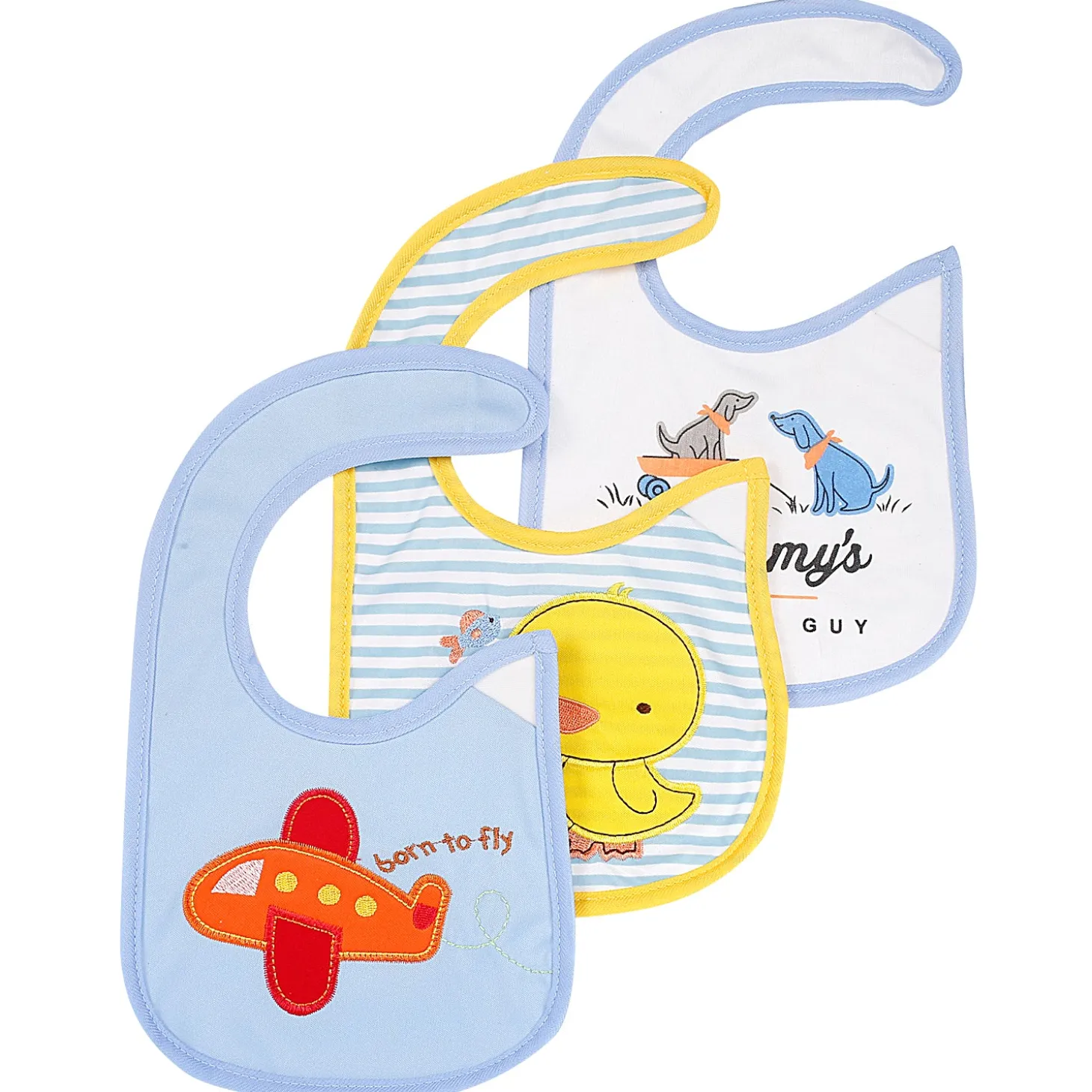 Duck And Plane Multicolour 3 Pk Bibs