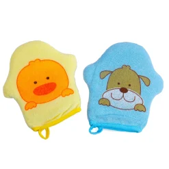 Duck Yellow And Puppy Love Blue 2 Pk Hand Glove Bath Sponge