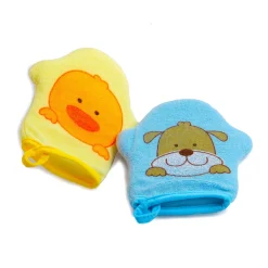Duck Yellow And Puppy Love Blue 2 Pk Hand Glove Bath Sponge