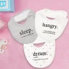 Eat, Sleep, Dream, Repeat Grey Tones 3 Pk Bibs