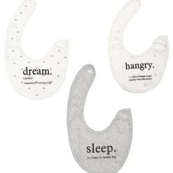 Eat, Sleep, Dream, Repeat Grey Tones 3 Pk Bibs