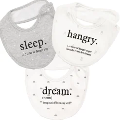 Eat, Sleep, Dream, Repeat Grey Tones 3 Pk Bibs