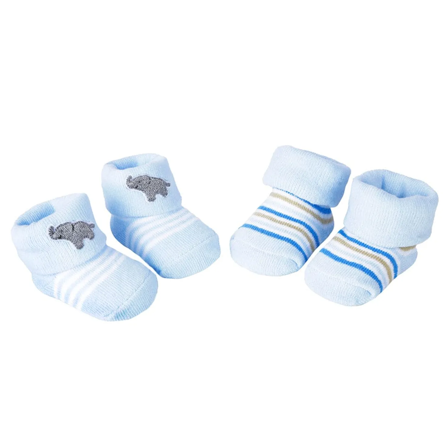 Elephant & Striped Blue 2 Pk Socks