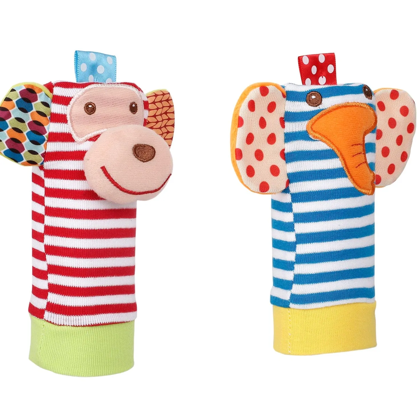 Elephant And Monkey Multicolour Set of 2 Socks Rattle