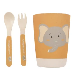 Elephant Beige Bamboo Fiber Dinner Set