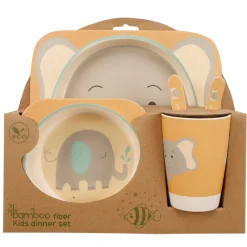Elephant Beige Bamboo Fiber Dinner Set