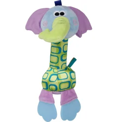 Elephant Blue And Purple Soft Rattle With Teether