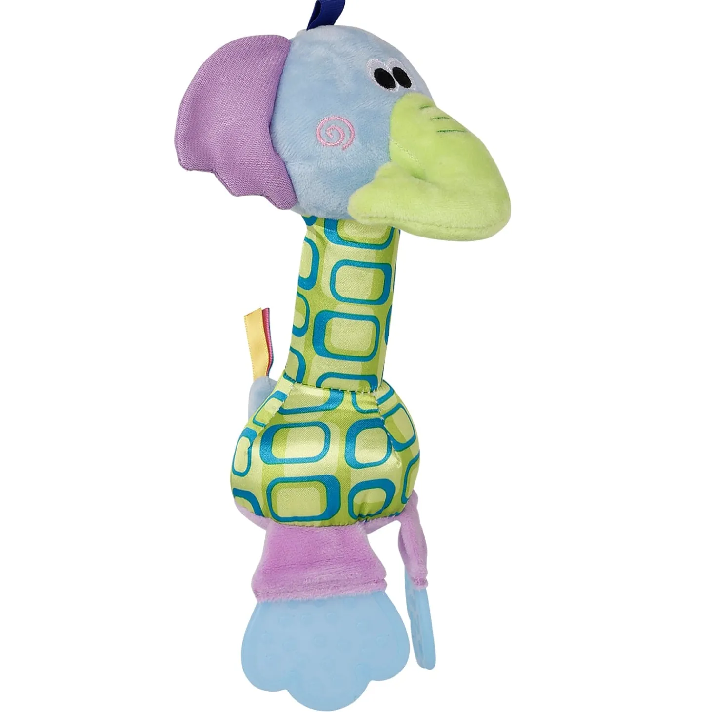 Elephant Blue And Purple Soft Rattle With Teether