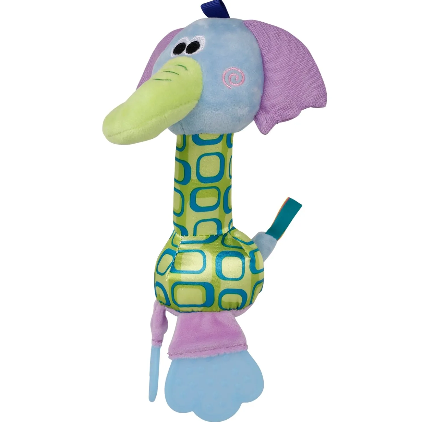 Elephant Blue And Purple Soft Rattle With Teether
