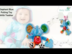 Elephant Blue Pulling Toy With Teether