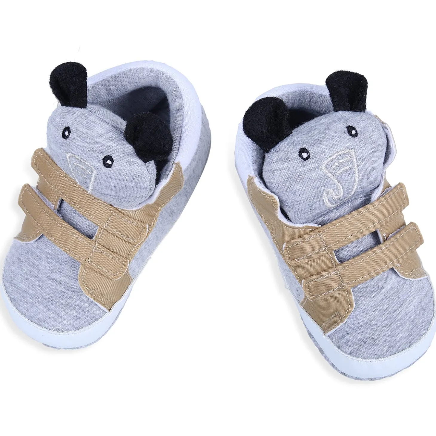 Elephant Cute And Stylish Comfy Velcro Booties - Grey
