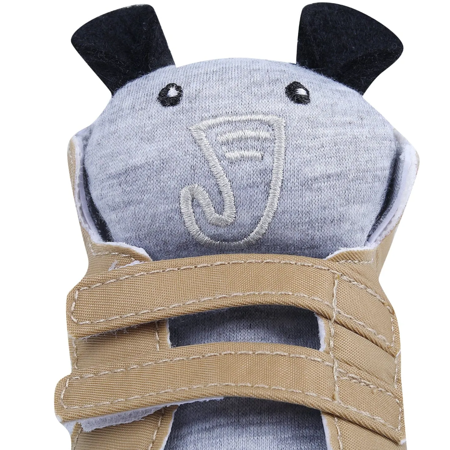 Elephant Cute And Stylish Comfy Velcro Booties - Grey