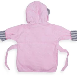 Elephant Face Cotton Hooded Full Sleeves Bathrobe - Pink