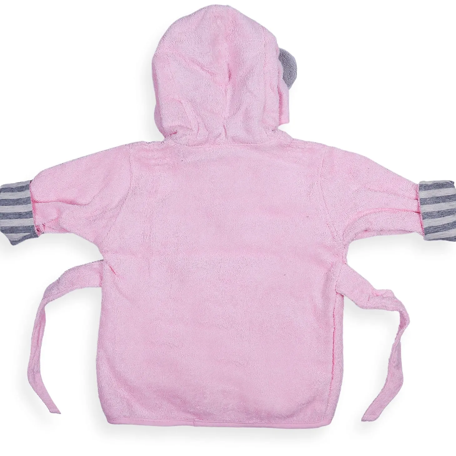 Elephant Face Cotton Hooded Full Sleeves Bathrobe - Pink