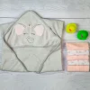 Elephant Grey and Pink Towel & Wash Cloth Set
