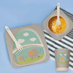 Elephant Grey Bamboo Fiber Dinner Set