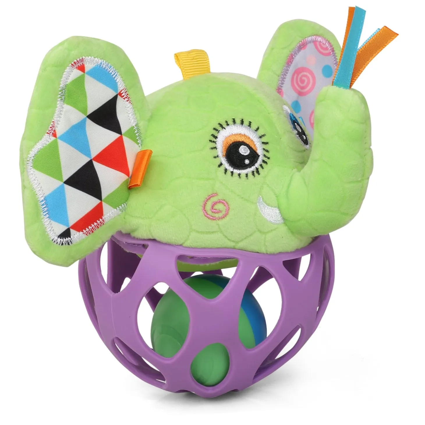 Elephant Purple And Green Rattle Ball