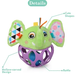 Elephant Purple And Green Rattle Ball