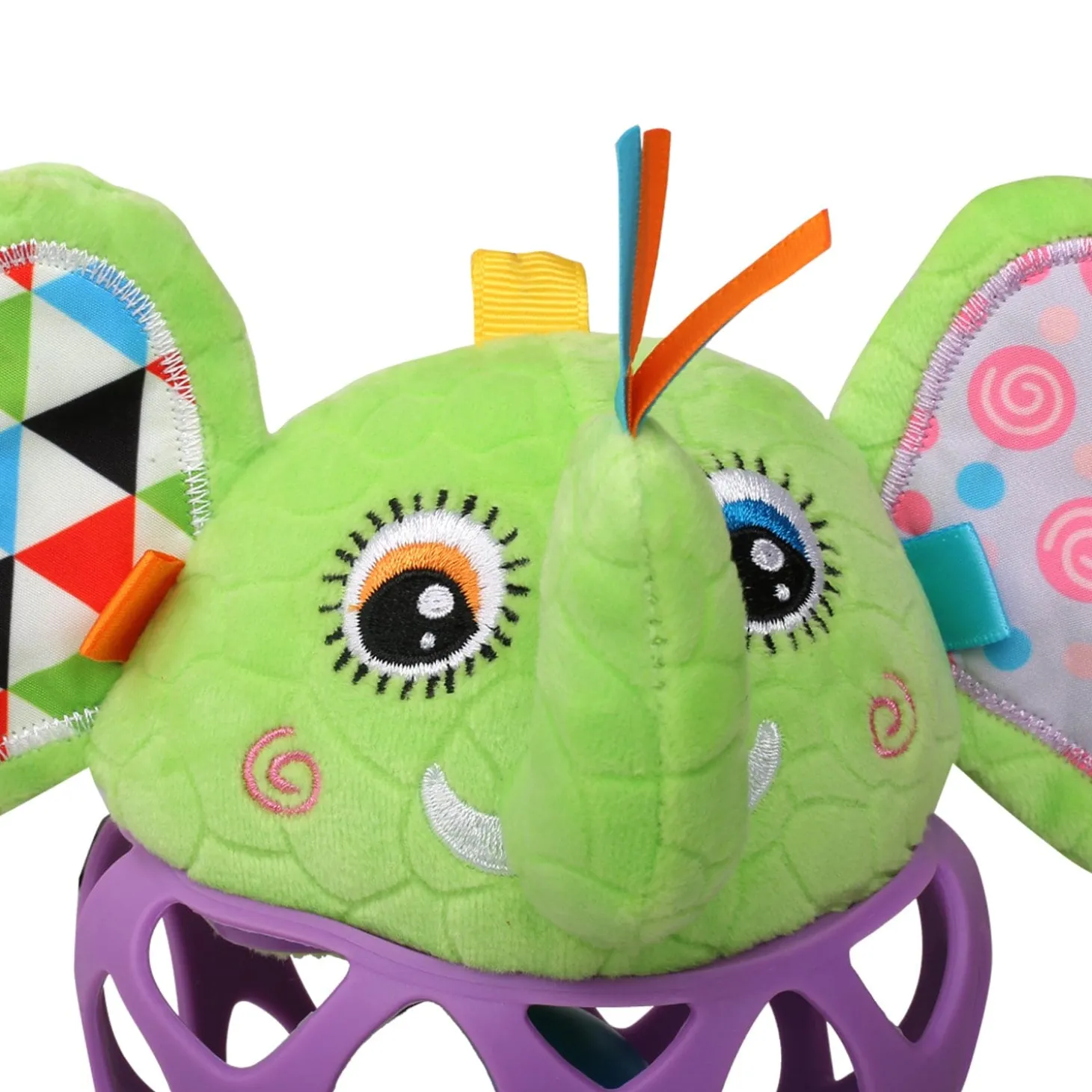 Elephant Purple And Green Rattle Ball