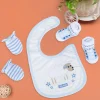 Embroidered Sheep Newborn Feeding Bib Mittens Socks Matching GIft Set Of 3 Bibs & Socks - Multicolour