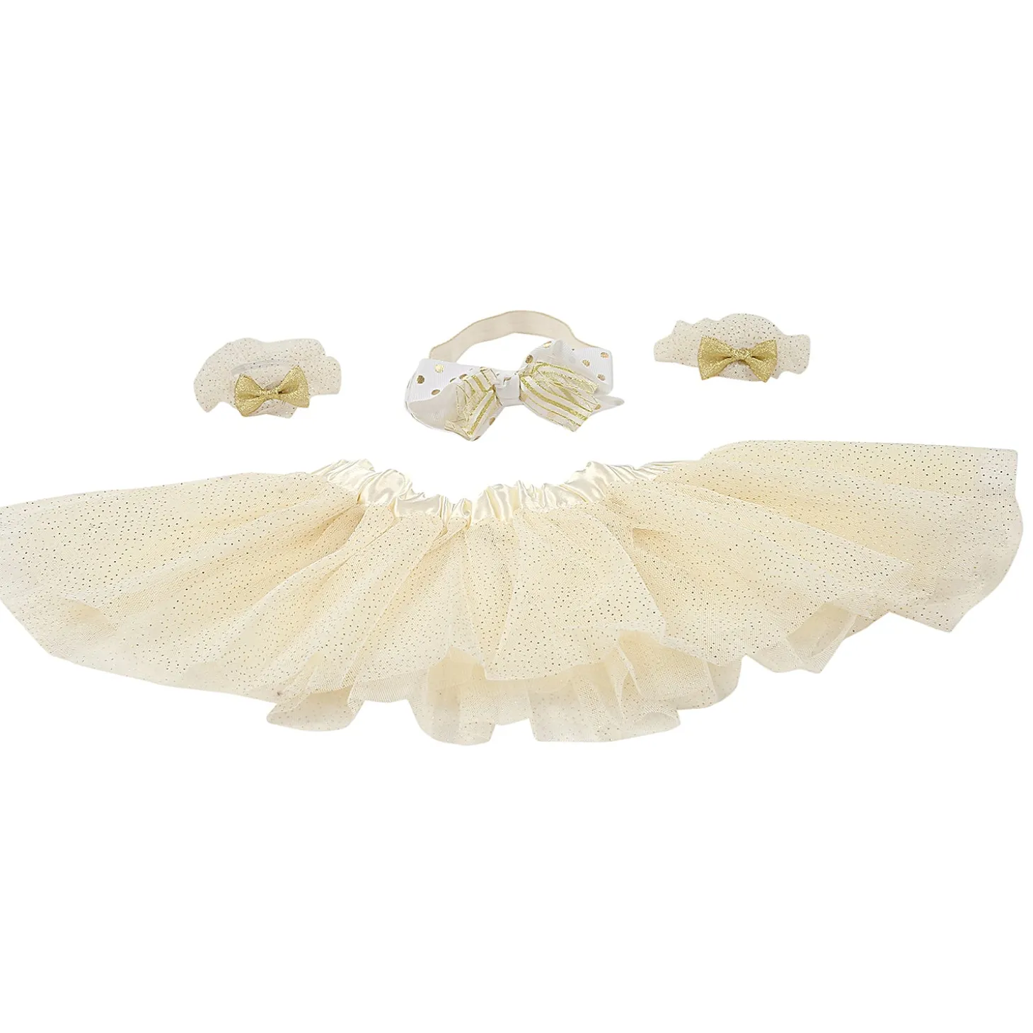 Fairy White And Golden Tutu Skirt And Accessory Set