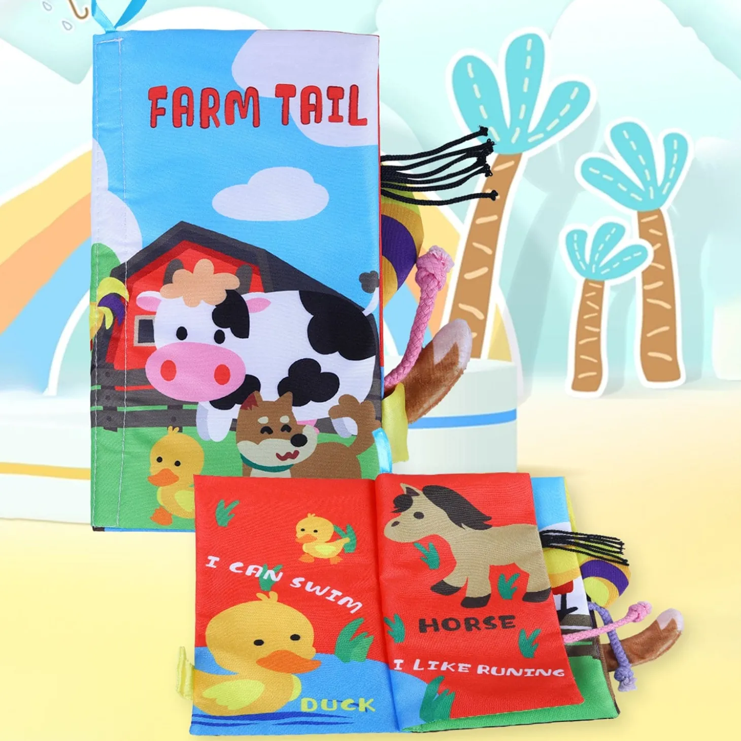 Farm Tail Early Children Sensory Development Interactive 3D Cloth Book With Rustle Paper - Multicolour
